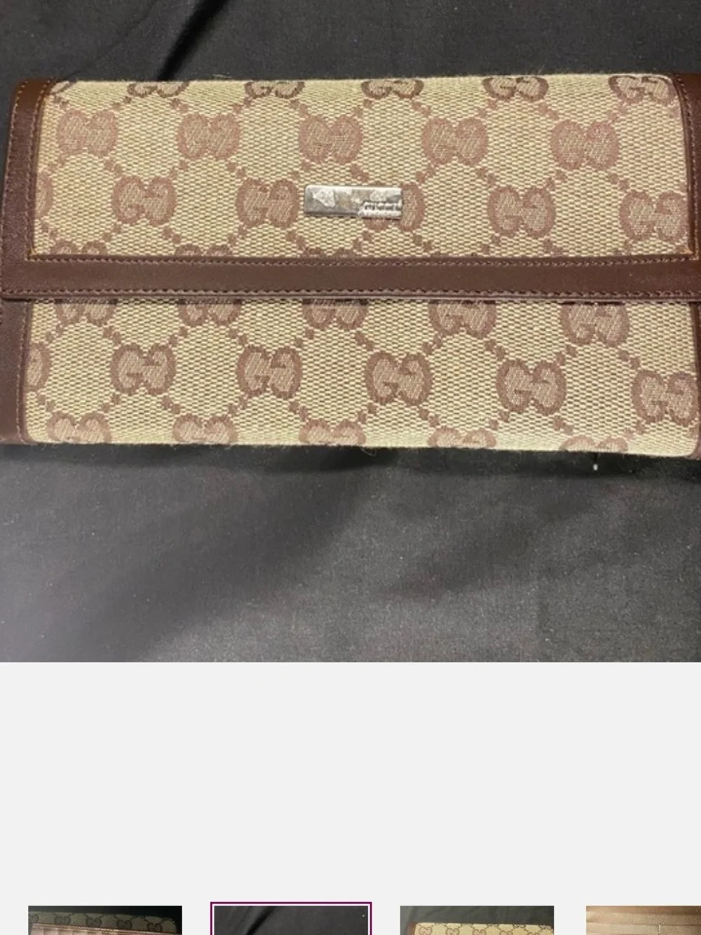 Vintage  Brown Leather  GG Monogram Long Card Holder with Multiple Slots✨🍓🩷